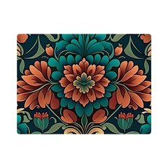 Flower Pattern Modern Floral One Side Premium Plush Fleece Blanket (mini) by Ravend