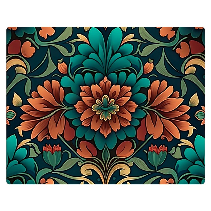 Flower Pattern Modern Floral One Side Premium Plush Fleece Blanket (Medium)