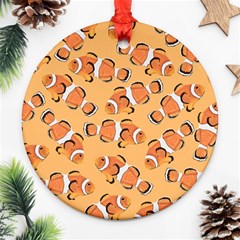 Fish Clownfish Orange Background Ornament (round) by Ravend