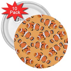 Fish Clownfish Orange Background 3  Buttons (10 Pack)  by Ravend