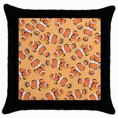 Fish Clownfish Orange Background Throw Pillow Case (black) by Ravend