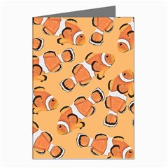 Fish Clownfish Orange Background Greeting Cards (pkg Of 8) by Ravend