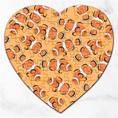 Fish Clownfish Orange Background Jigsaw Puzzle (heart) by Ravend