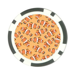 Fish Clownfish Orange Background Poker Chip Card Guard by Ravend