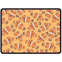 Fish Clownfish Orange Background One Side Fleece Blanket (large) by Ravend