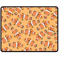 Fish Clownfish Orange Background One Side Fleece Blanket (medium) by Ravend