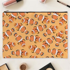 Fish Clownfish Orange Background Cosmetic Bag (xxxl) by Ravend