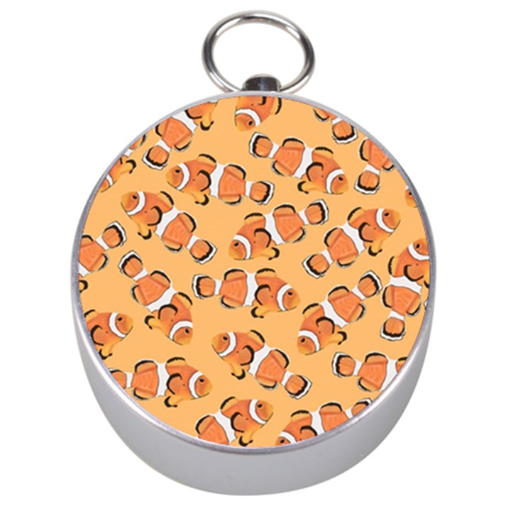 Fish Clownfish Orange Background Silver Compasses