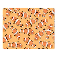 Fish Clownfish Orange Background Premium Plush Fleece Blanket (large) by Ravend