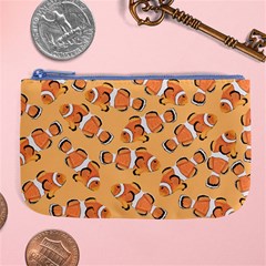 Fish Clownfish Orange Background Large Coin Purse by Ravend