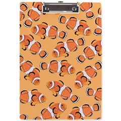 Fish Clownfish Orange Background A4 Acrylic Clipboard by Ravend