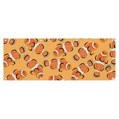 Fish Clownfish Orange Background Banner And Sign 8  X 3  by Ravend