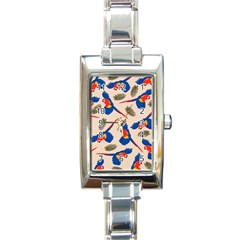 Bird Animals Parrot Pattern Rectangle Italian Charm Watch by Ravend