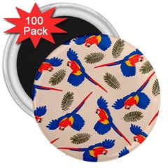 Bird Animals Parrot Pattern 3  Magnets (100 Pack) by Ravend