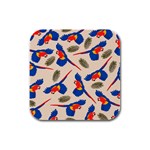 Bird Animals Parrot Pattern Rubber Square Coaster (4 pack) Front