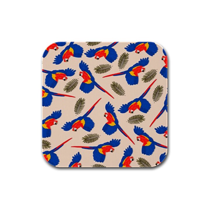 Bird Animals Parrot Pattern Rubber Square Coaster (4 pack)