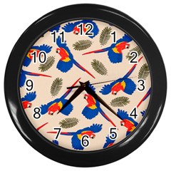 Bird Animals Parrot Pattern Wall Clock (black) by Ravend