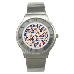 Bird Animals Parrot Pattern Stainless Steel Watch by Ravend