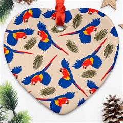 Bird Animals Parrot Pattern Heart Ornament (two Sides) by Ravend