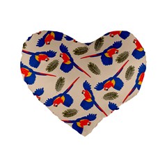 Bird Animals Parrot Pattern Standard 16  Premium Heart Shape Cushions by Ravend