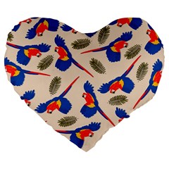 Bird Animals Parrot Pattern Large 19  Premium Heart Shape Cushions by Ravend