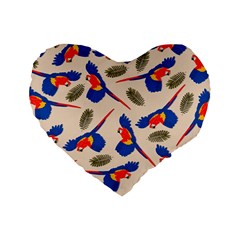 Bird Animals Parrot Pattern Standard 16  Premium Flano Heart Shape Cushions by Ravend