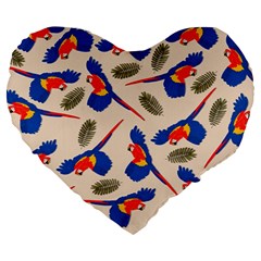 Bird Animals Parrot Pattern Large 19  Premium Flano Heart Shape Cushions by Ravend