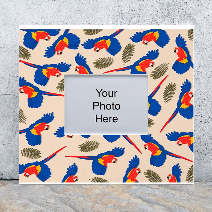 Bird Animals Parrot Pattern White Wall Photo Frame 5  x 7 