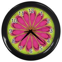 Floral Art Design Pattern Wall Clock (black) by Ravend