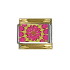 Floral Art Design Pattern Gold Trim Italian Charm (9mm)