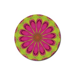 Floral Art Design Pattern Rubber Coaster (Round)