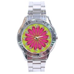 Floral Art Design Pattern Stainless Steel Analogue Watch