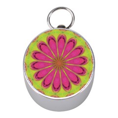 Floral Art Design Pattern Mini Silver Compasses