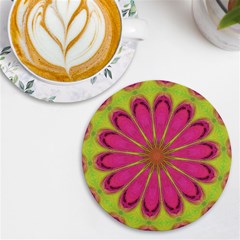 Floral Art Design Pattern UV Print Round Tile Coaster