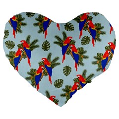 Birds Animals Nature Background Large 19  Premium Flano Heart Shape Cushions