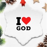 I love god Snowflake Ornament (Two Sides) Front