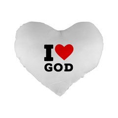 I Love God Standard 16  Premium Flano Heart Shape Cushions by ilovewhateva