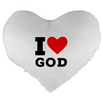 I love god Large 19  Premium Flano Heart Shape Cushions Back