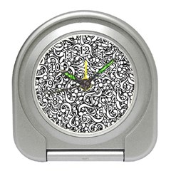 Question Mark Typographic Motif Random Pattern Travel Alarm Clock