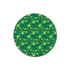 Leaf Clover Star Glitter Seamless Rubber Coaster (round) by Pakemis