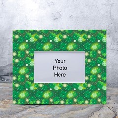 Leaf Clover Star Glitter Seamless White Tabletop Photo Frame 4 x6  by Pakemis