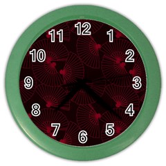 Folding Fan Seamless Pattern Color Wall Clock by Pakemis