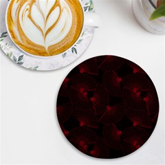 Folding Fan Seamless Pattern Uv Print Round Tile Coaster by Pakemis