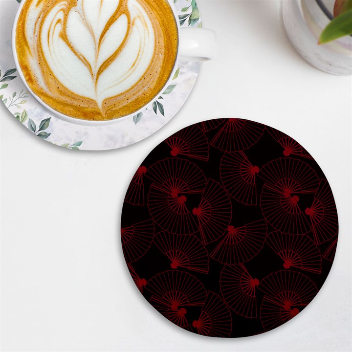 Folding Fan Seamless Pattern UV Print Round Tile Coaster