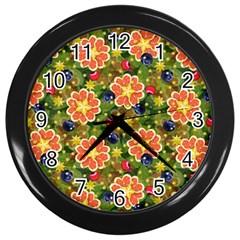 Fruits Star Blueberry Cherry Leaf Wall Clock (black) by Pakemis