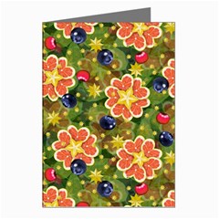 Fruits Star Blueberry Cherry Leaf Greeting Cards (pkg Of 8) by Pakemis