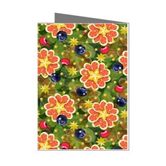 Fruits Star Blueberry Cherry Leaf Mini Greeting Cards (pkg Of 8) by Pakemis