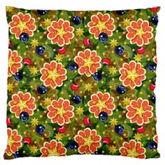 Fruits Star Blueberry Cherry Leaf Large Premium Plush Fleece Cushion Case (two Sides) by Pakemis