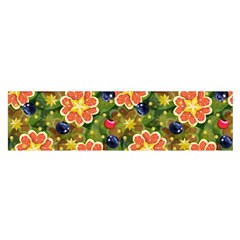 Fruits Star Blueberry Cherry Leaf Oblong Satin Scarf (16  X 60 ) by Pakemis