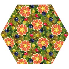 Fruits Star Blueberry Cherry Leaf Wooden Puzzle Hexagon by Pakemis